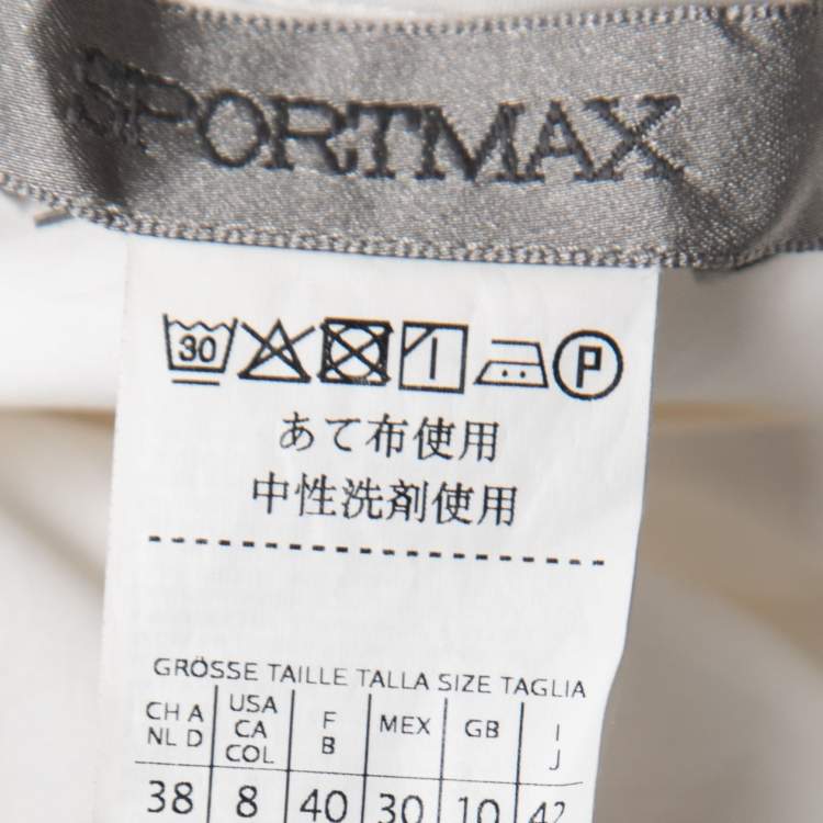 Pre Owned Sportmax White Cotton Long Sleeve Top M