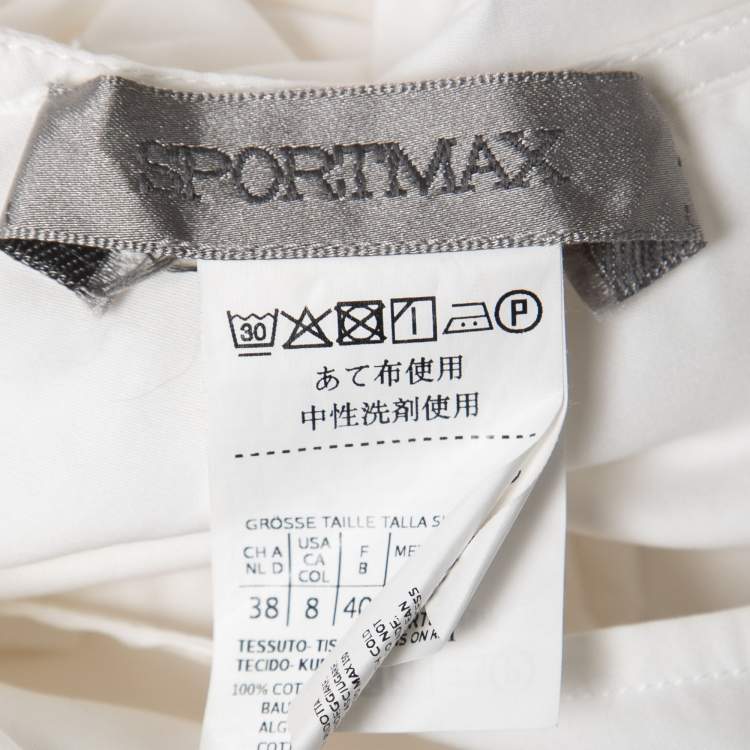 Pre Owned Sportmax White Cotton Long Sleeve Top M