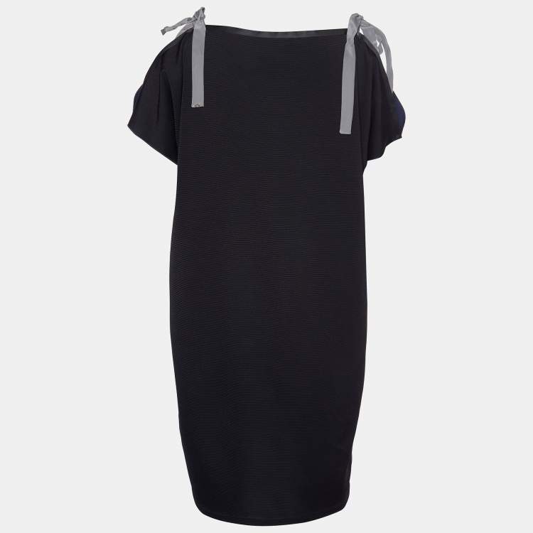 Pre Owned Sportmax Navy Blue Jersey Bow Detail Mini Dress M