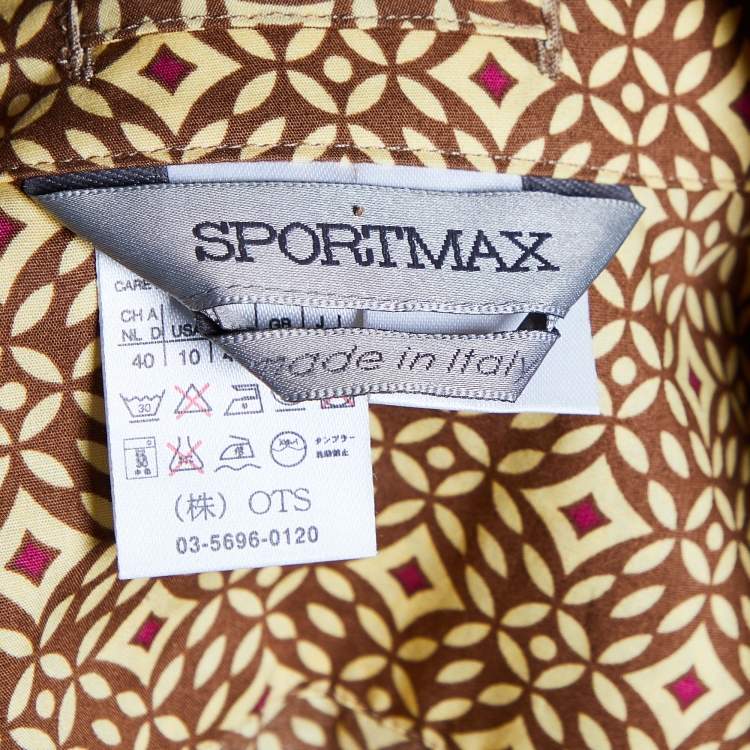 Pre Owned Sportmax Brown Printed Cotton Button Front Shirt M