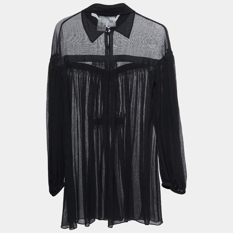 Pre Owned Sportmax Black Cotton Gauze Long Sleeve Tunic XS