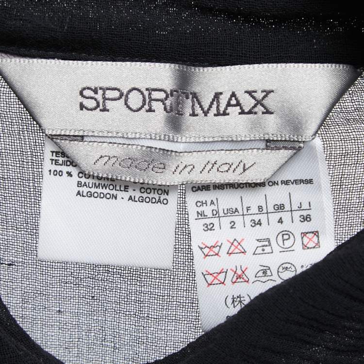 Pre Owned Sportmax Black Cotton Gauze Long Sleeve Tunic XS