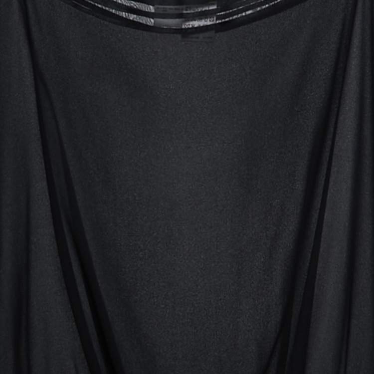 Pre Owned Sportmax Black Silk Tie Detailed Kimono Sleeve Blouse M