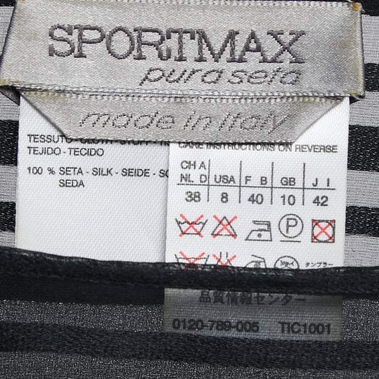 Pre Owned Sportmax Black Silk Tie Detailed Kimono Sleeve Blouse M