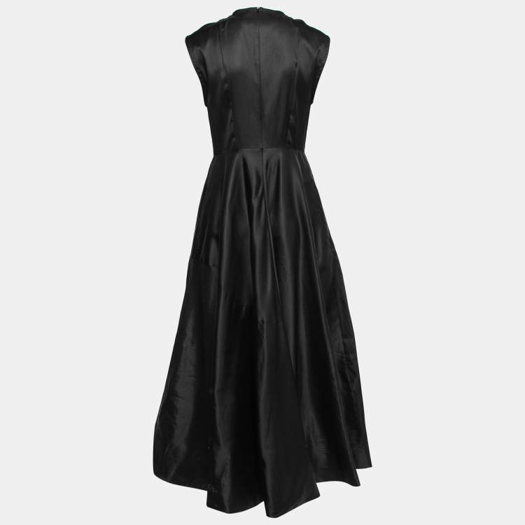 Pre Owned Sportmax Black Silk Blend Ruched Detail Sleeveless Gown M