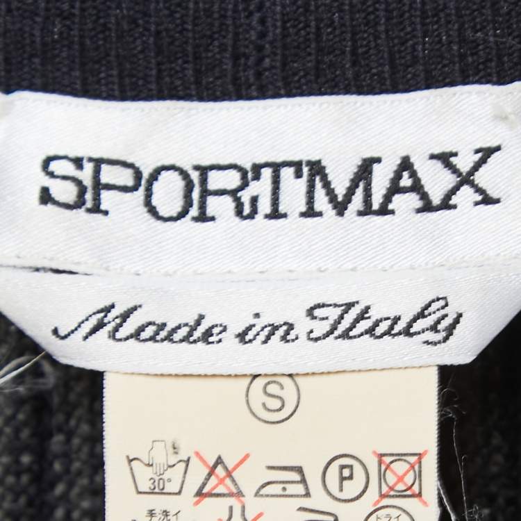 Pre Owned Sportmax Blue Wool Striped Rib Knit Sweater S