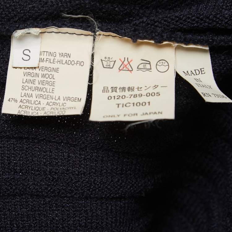 Pre Owned Sportmax Blue Wool Striped Rib Knit Sweater S