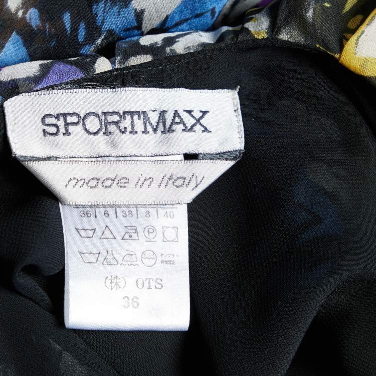 Pre Owned Sportmax Multicolor Printed Silk Sleeveless Shift Dress S
