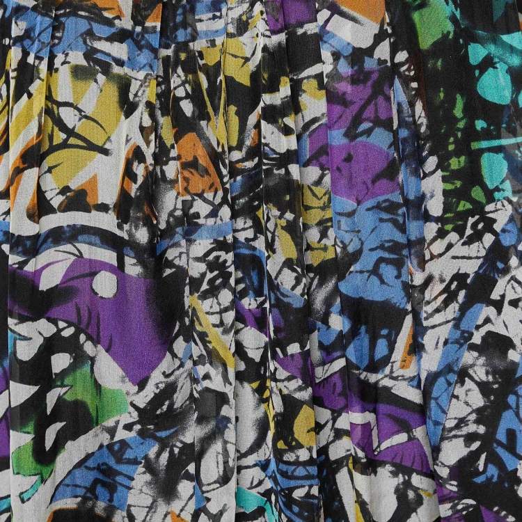 Pre Owned Sportmax Multicolor Printed Silk Sleeveless Shift Dress S