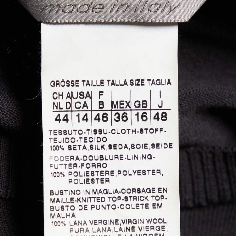 Pre Owned Sportmax Charcoal Grey Wool & Silk Draped Mini Dress L