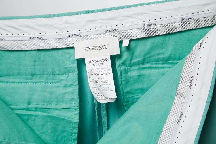 Pre Owned Sportmax Green Wool Blend High Waist Flared Trousers L