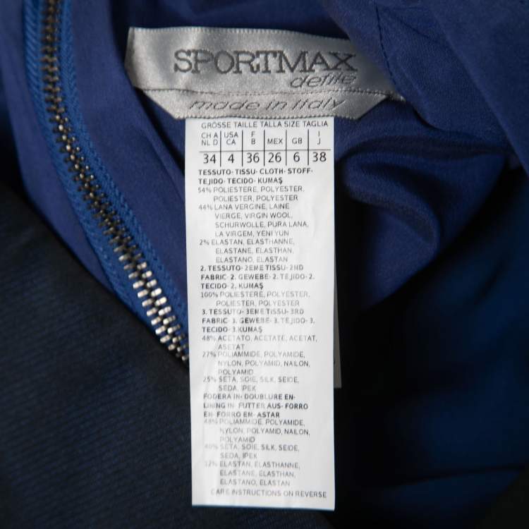 Pre Owned Sportmax Blue Crepe Draped Sleeveless Midi Dress S
