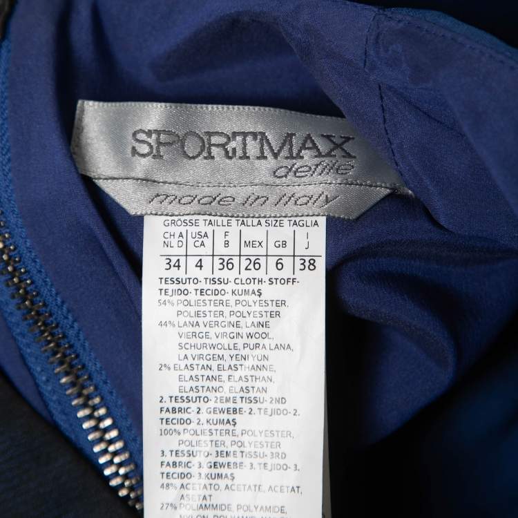 Pre Owned Sportmax Blue Crepe Draped Sleeveless Midi Dress S