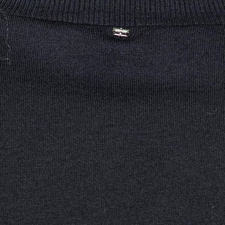Pre Owned Sportmax Black Cotton Knit Ruffle Detail Top M
