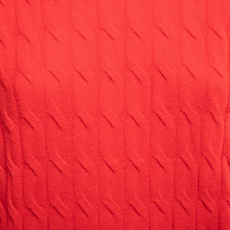 Pre Owned Sportmax Red Cashmere Cable Knit Sweater S