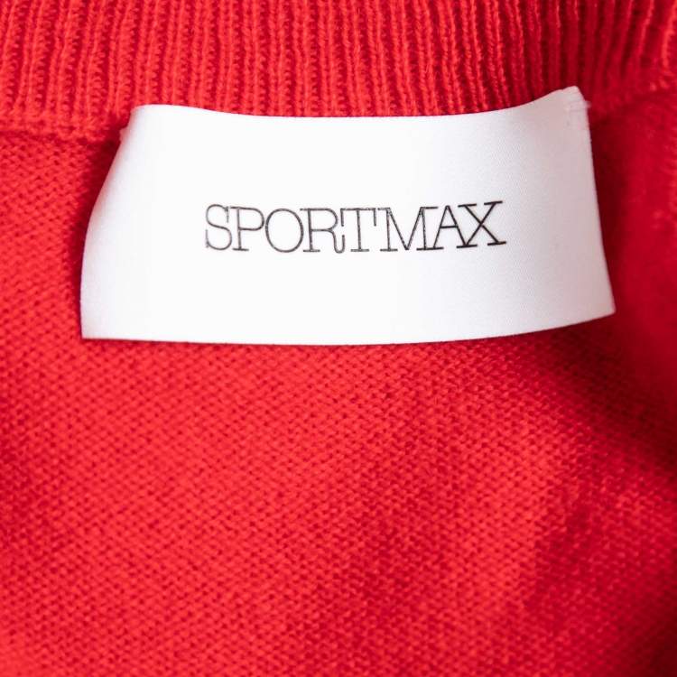 Pre Owned Sportmax Red Cashmere Cable Knit Sweater S
