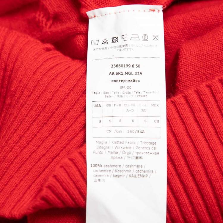 Pre Owned Sportmax Red Cashmere Cable Knit Sweater S