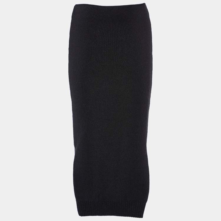 Pre Owned Sportmax Black Cotton Blend Knit Midi Skirt M