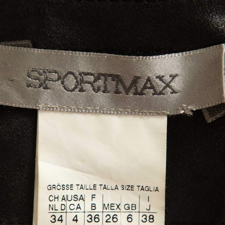 Pre Owned Sportmax Black Lambskin Leather V-Neck Sleeveless Dress S