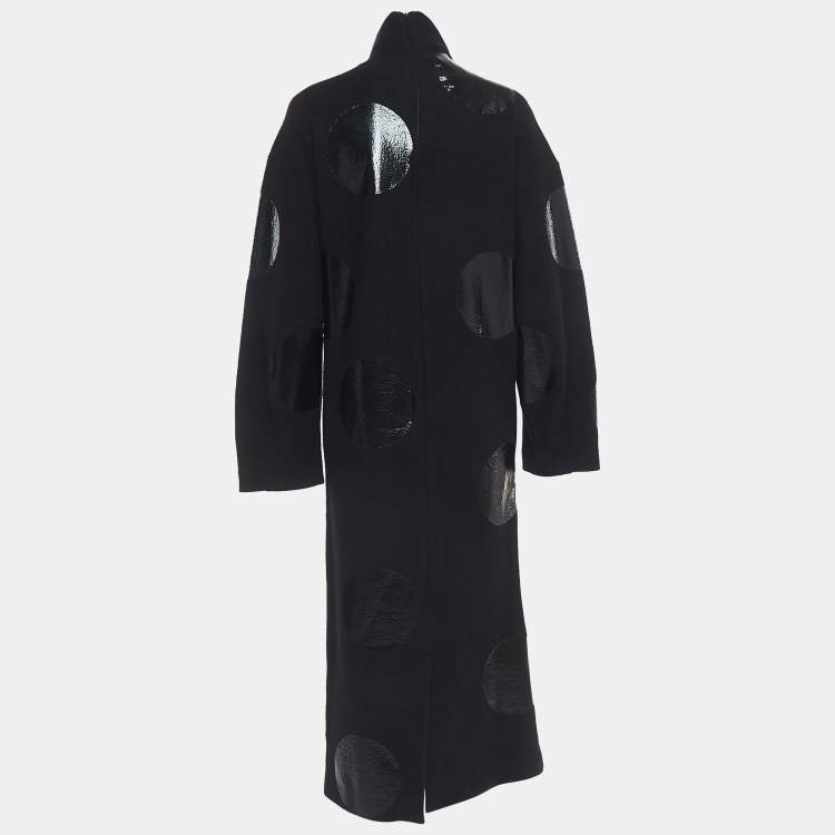 Pre Owned Sportmax Black Polka Dot Wool Turtleneck Dress M