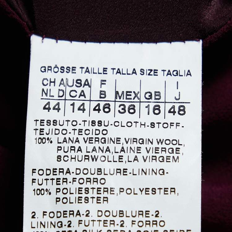Pre Owned Sportmax Purple Wool Contrast Fox Fur Trim Double Breasted Coat L