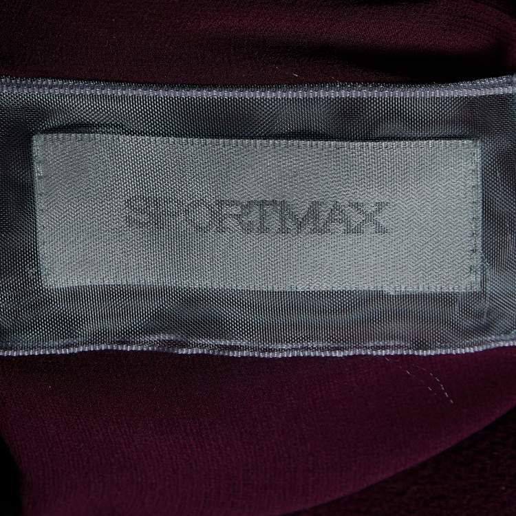 Pre Owned Sportmax Purple Wool Contrast Fox Fur Trim Double Breasted Coat L