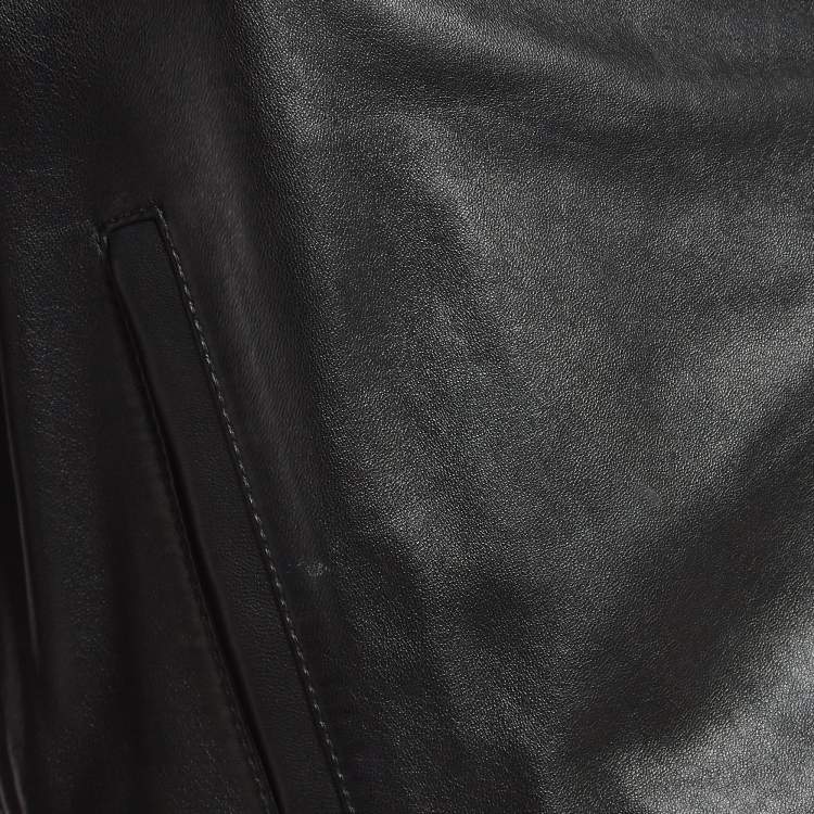 مملوكة مسبقًا Sportmax Black Leather Cropped Biker Jacket M