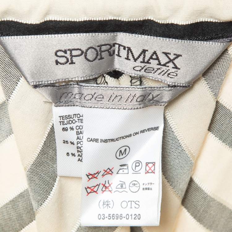 Pre Owned Sportmax Cream/Black Striped Cotton Blend Ruffled Maxi Skirt M