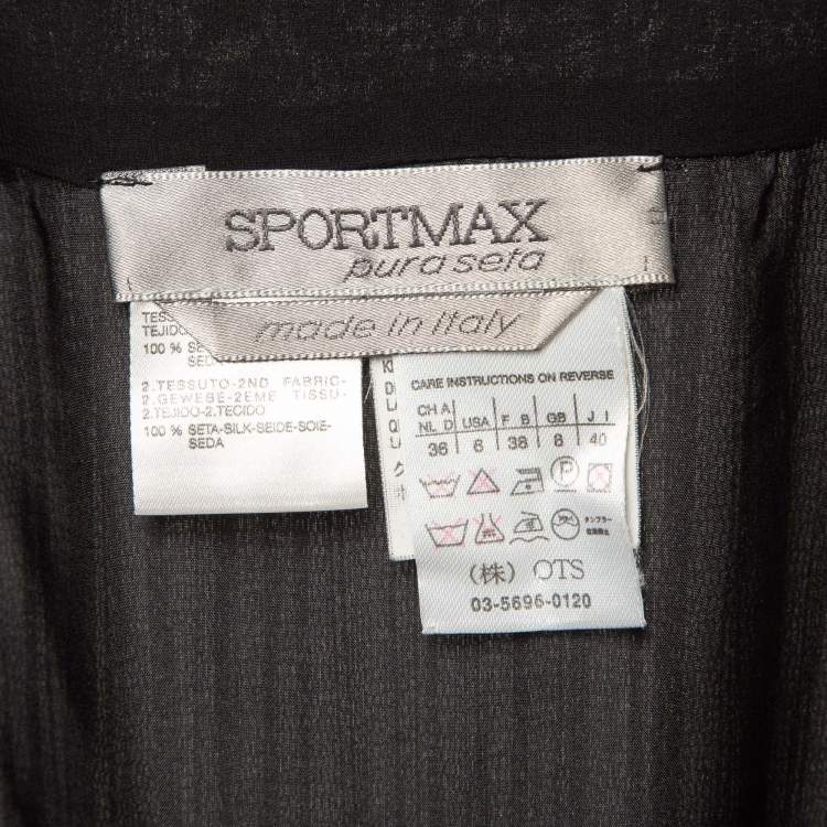 Pre Owned Sportmax Black Silk Balloon Sleeve Mini Dress S