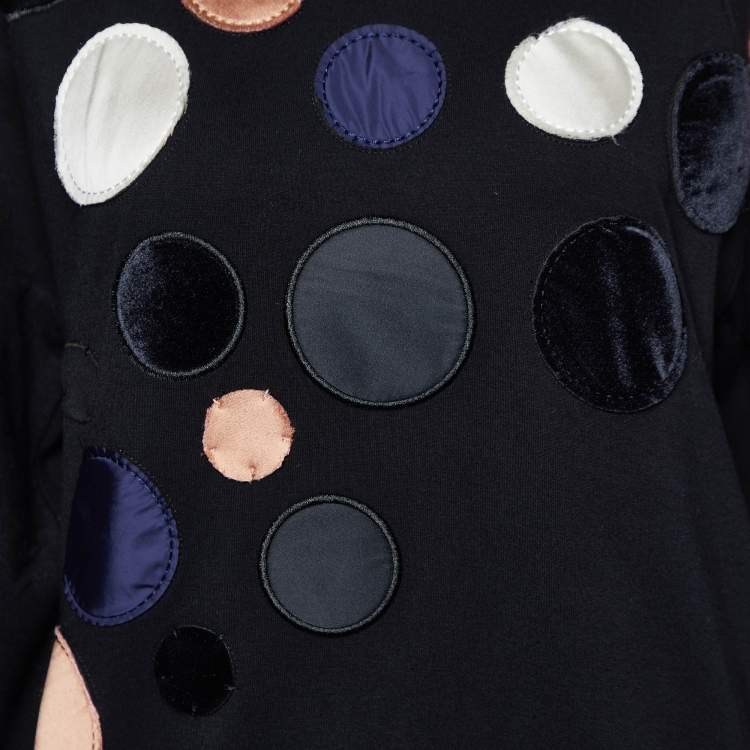 Pre Owned Sportmax Black Jersey Dot Appliqued Crew Neck Sweatshirt S