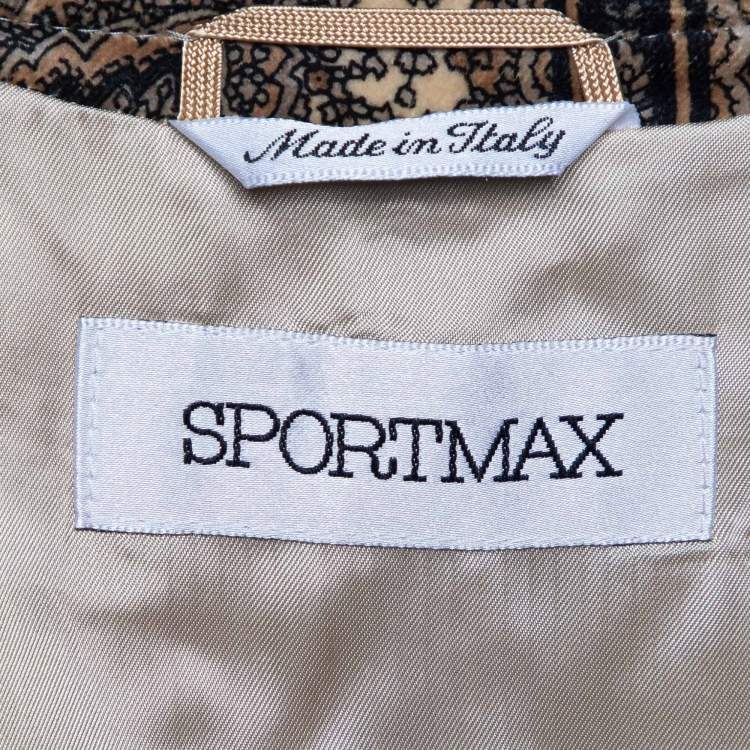 Pre Owned Sportmax Beige Paisley Print Velvet Zip Up Jacket M