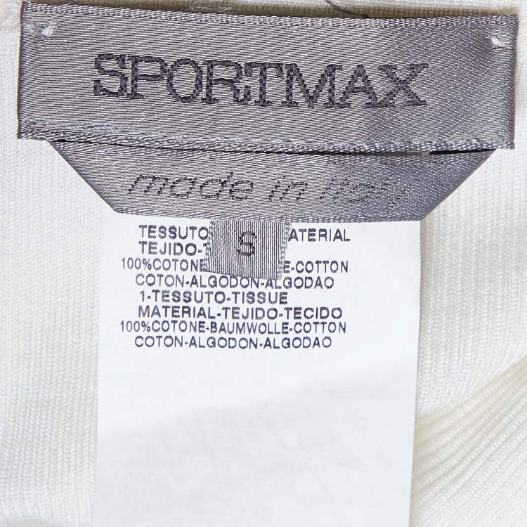 Pre Owned Sportmax Off White Cotton Knit Short Sleeve T-Shirt S