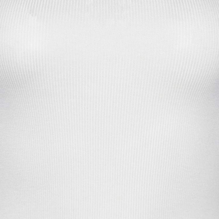 Pre Owned Sportmax Off White Cotton Knit Short Sleeve T-Shirt S