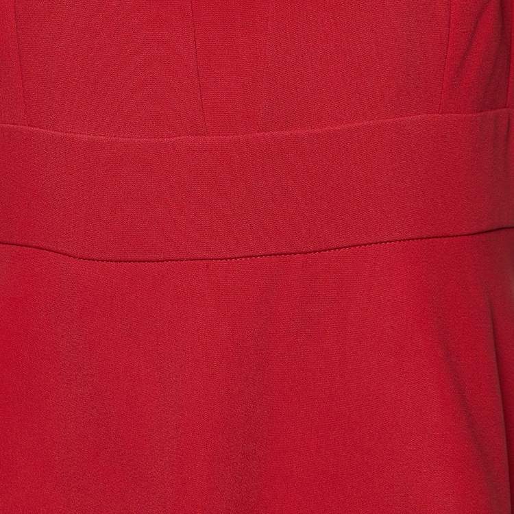 Pre Owned Sportmax Red Crepe Layered Midi Dress L