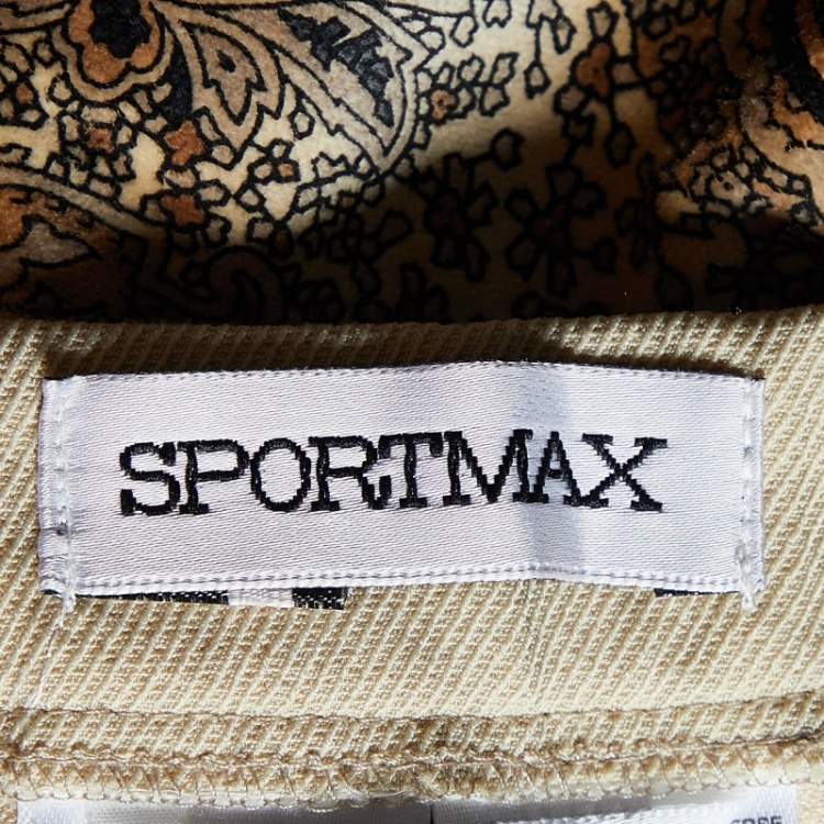 Pre Owned Sportmax Beige Paisley Print Velvet Straight Fit Trousers M