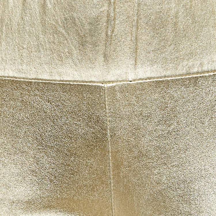 Pre Owned SPRWMN Gold Printed Leather Leggings M