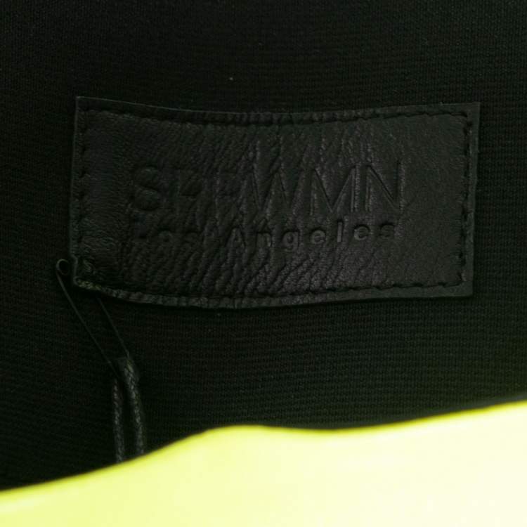 مملوكة مسبقًا Sprwmn Neon Yellow Leather Shorts L