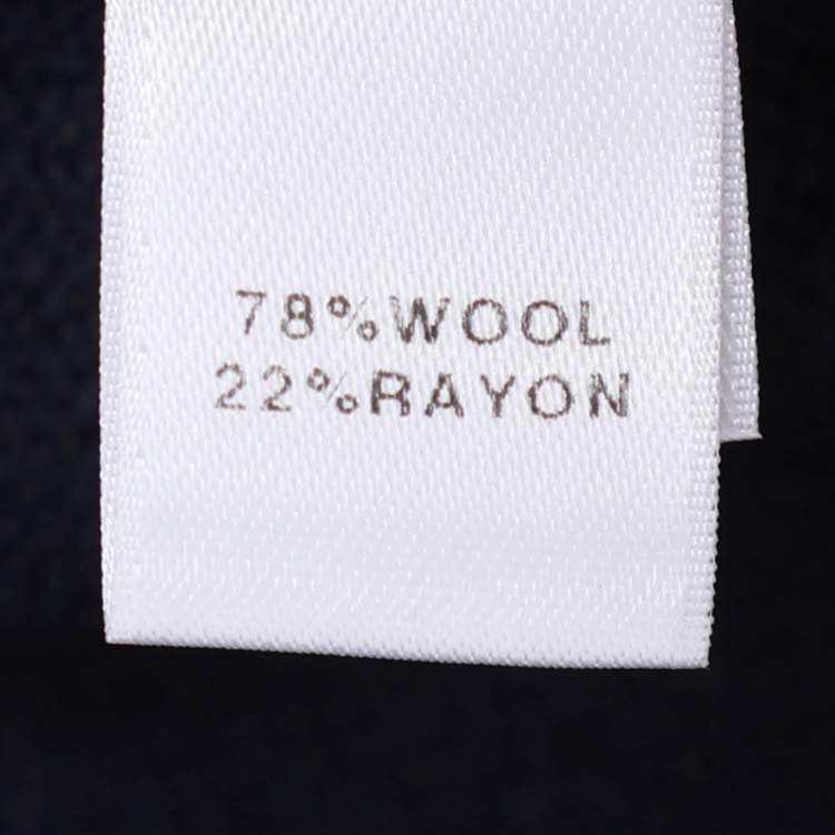 Pre Owned St. John Navy Blue/Cream Wool Rib Knit Sweater XL
