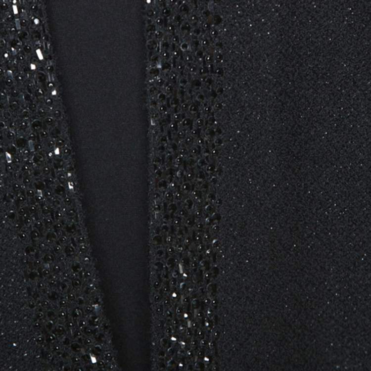 Pre Owned St. John Black Knit Crystal Embellished Cardigan M