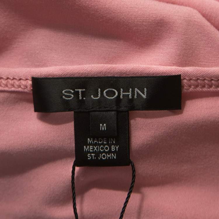 Pre Owned St. John Pink Jersey Cowl Neck Top M