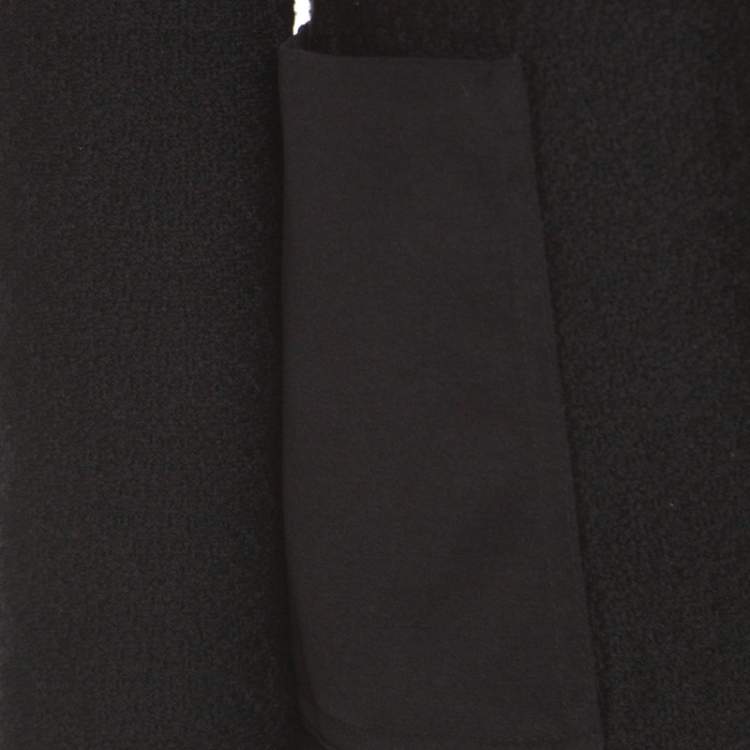Pre Owned St. John Black Textured Wool Blend Asymmetric Back Detail Jacket M
