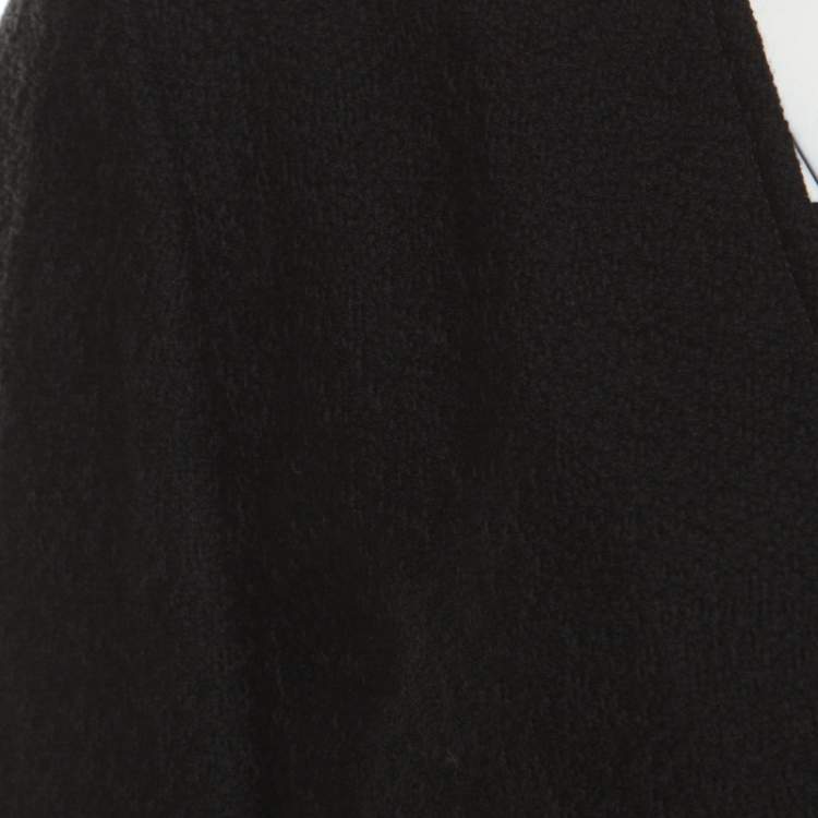 Pre Owned St. John Black Textured Wool Blend Asymmetric Back Detail Jacket M