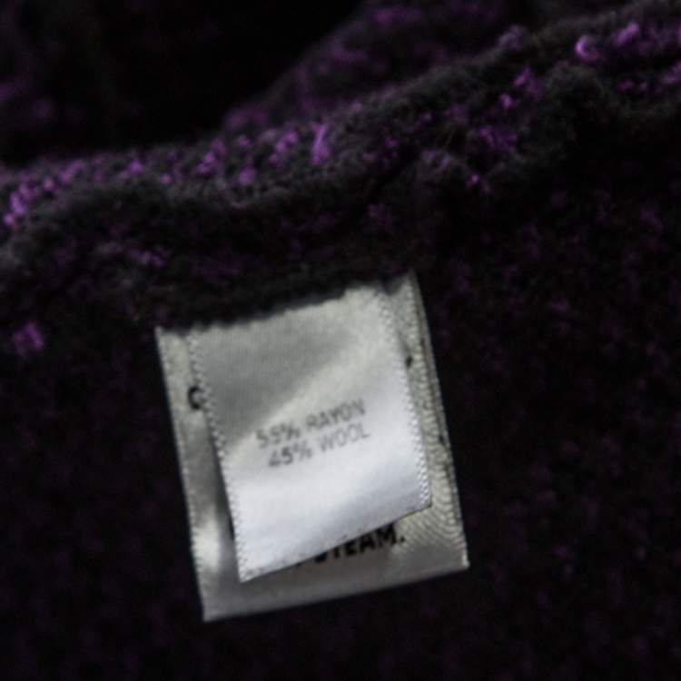 Pre Owned St. John Purple Tweed Boucle Cropped Blazer S
