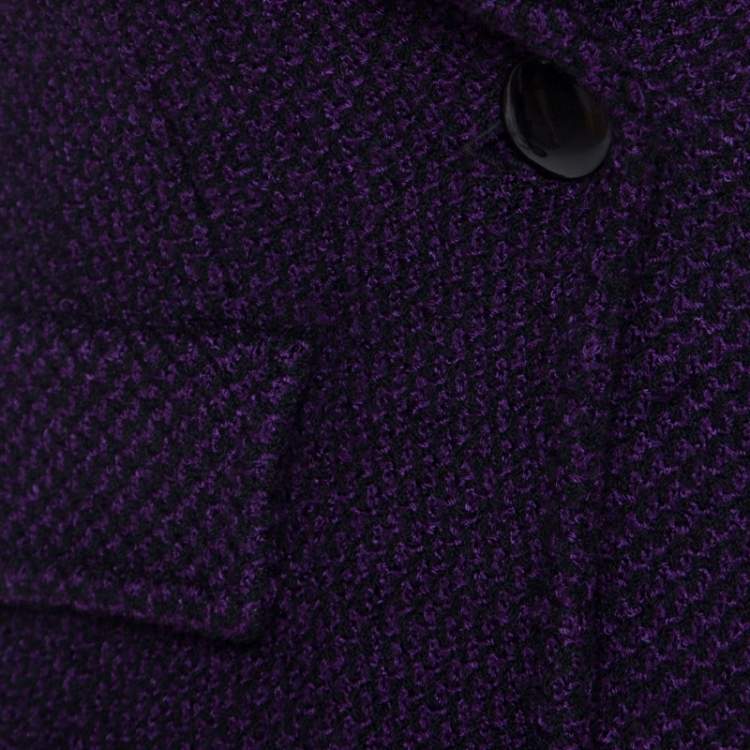 Pre Owned St. John Purple Tweed Boucle Cropped Blazer S