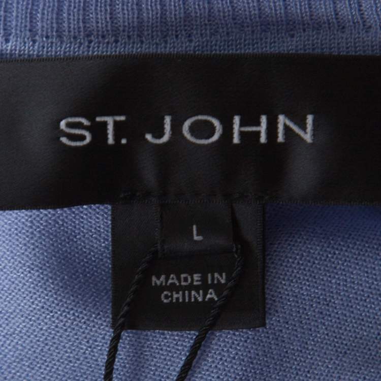 Pre Owned St. John Lavender Wool Blend Rib Knit High Neck Top L