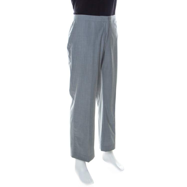 Pre Owned St. John Grey Wool Blend Straight Fit Trousers XL
