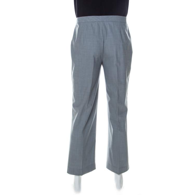 Pre Owned St. John Grey Wool Blend Straight Fit Trousers XL