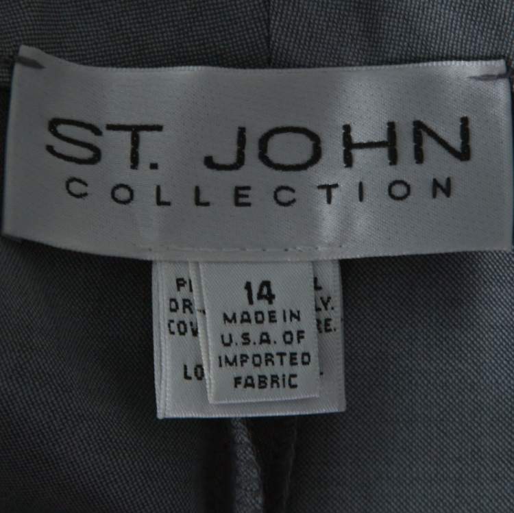 Pre Owned St. John Grey Wool Blend Straight Fit Trousers XL