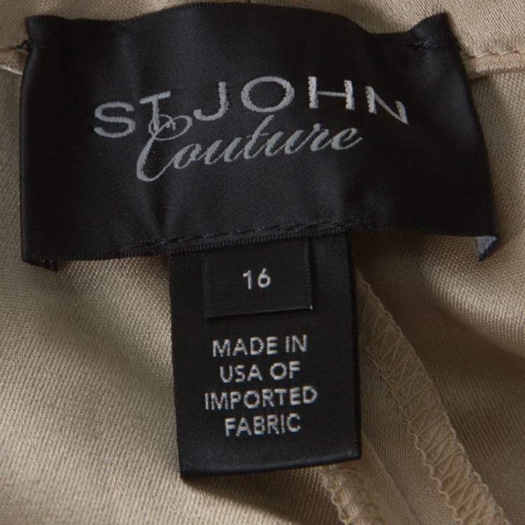 Pre Owned St. John Couture Beige Satin Straight Fit Trousers XL