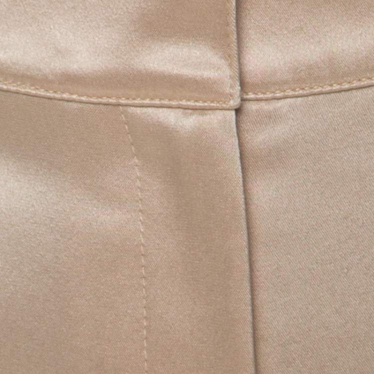 Pre Owned St. John Couture Beige Satin Straight Fit Trousers XL